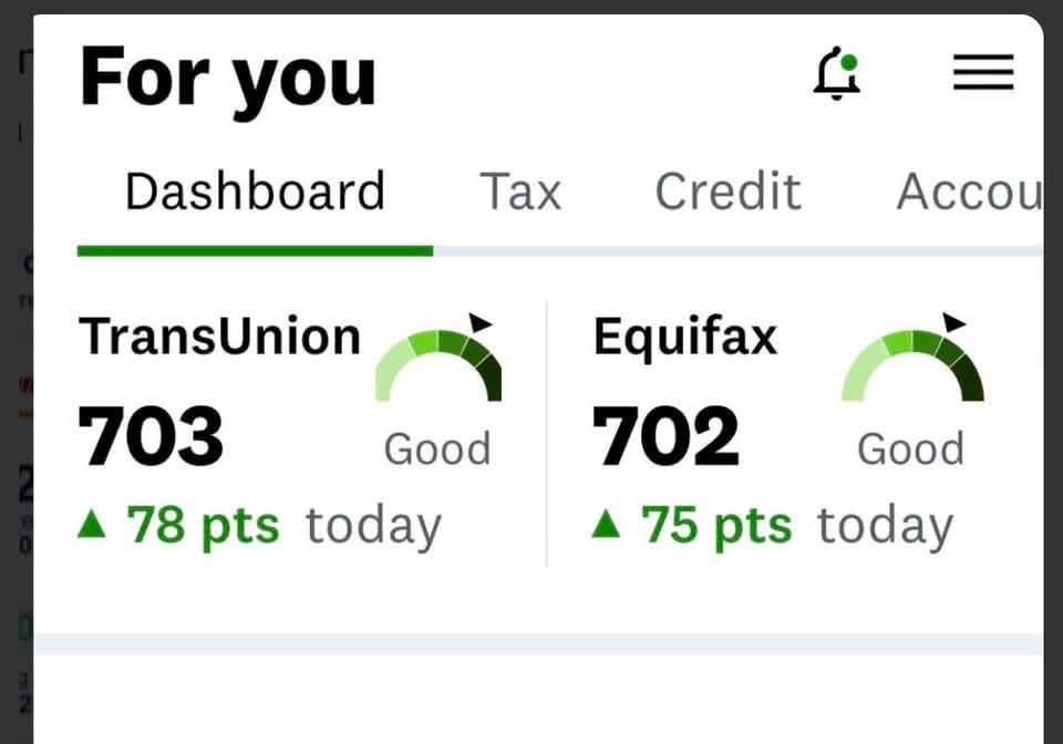 TransUnion up 78 points and Equifax up 75 points in one day